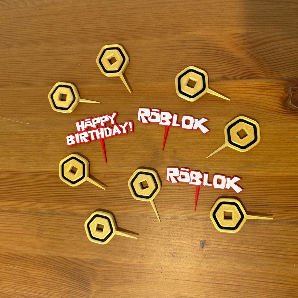 ROBLOX Cupcake sticks. Birthday Decorations.